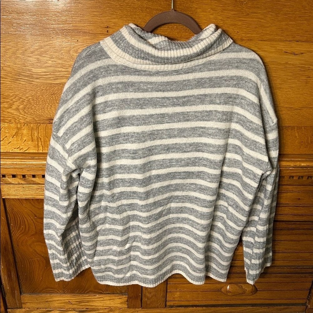 Loft Nautical Preppy Cottagecore Striped Cowl Neck Sweater Long Sleeve Knit - Picture 2 of 9